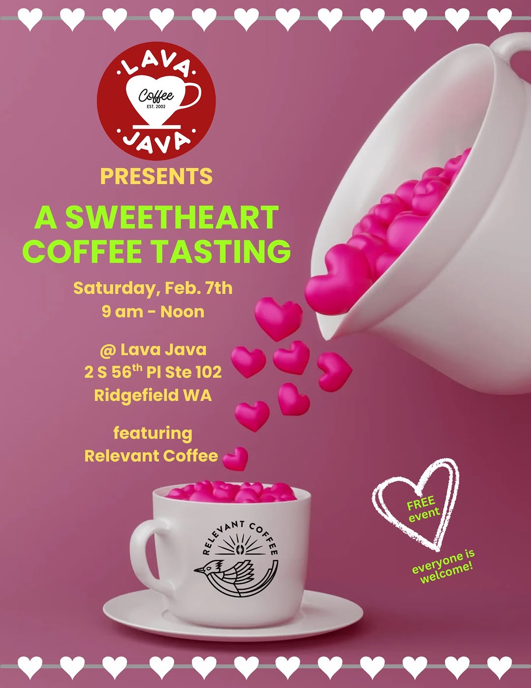 Sweetheart coffee tasting at Lava Java